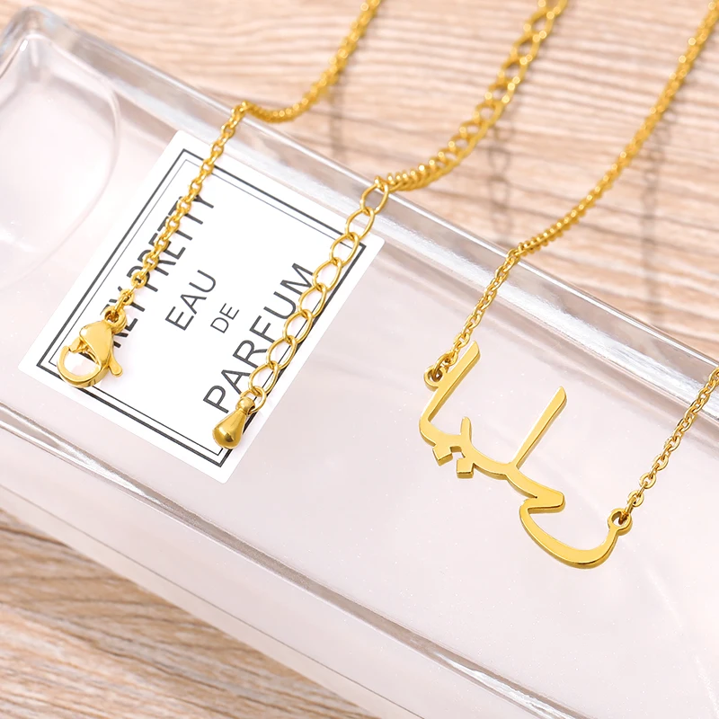 Custom Arabic Necklace For Women Men Stainless Steel Personalized Pendant Jewelry Mothers Day Gift collier femme | Украшения и