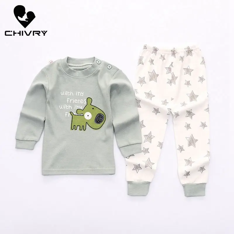 Детский пижамный комплект для мальчиков и девочек Милая футболка с длинным