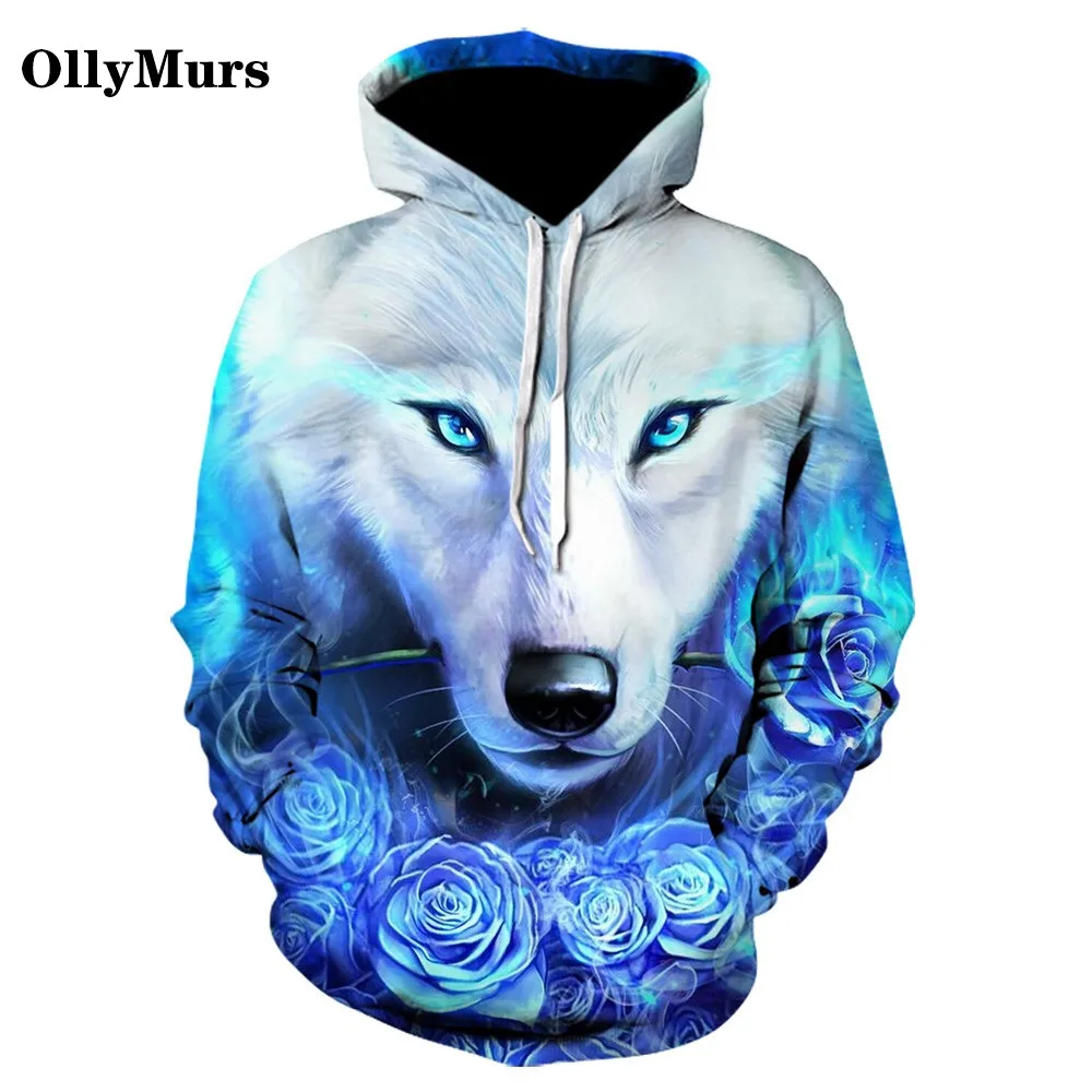 Новинка 2020 толстовка с 3D-принтом головы волка Спортивный Повседневный пуловер