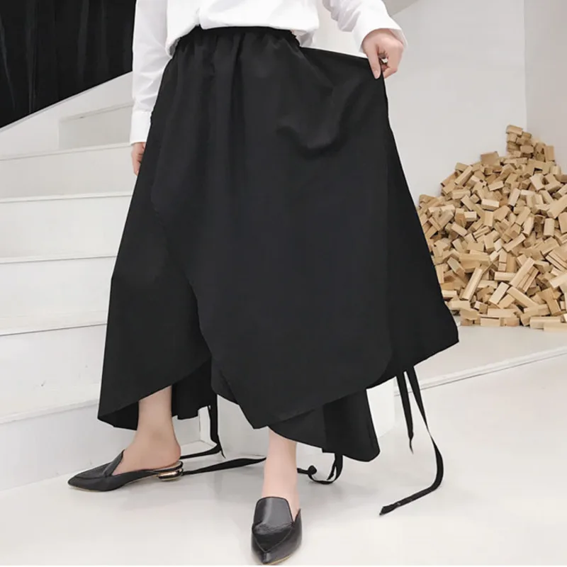 Необычные брюки на шнурке женские корейские модные новые черные дикие Джокер 2019