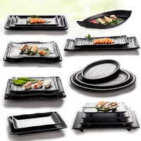 hot sale japan style black melamine plate dish for sushi meat beef steak seasoning hot pot shop buffet bbq kitchen use 1 pc