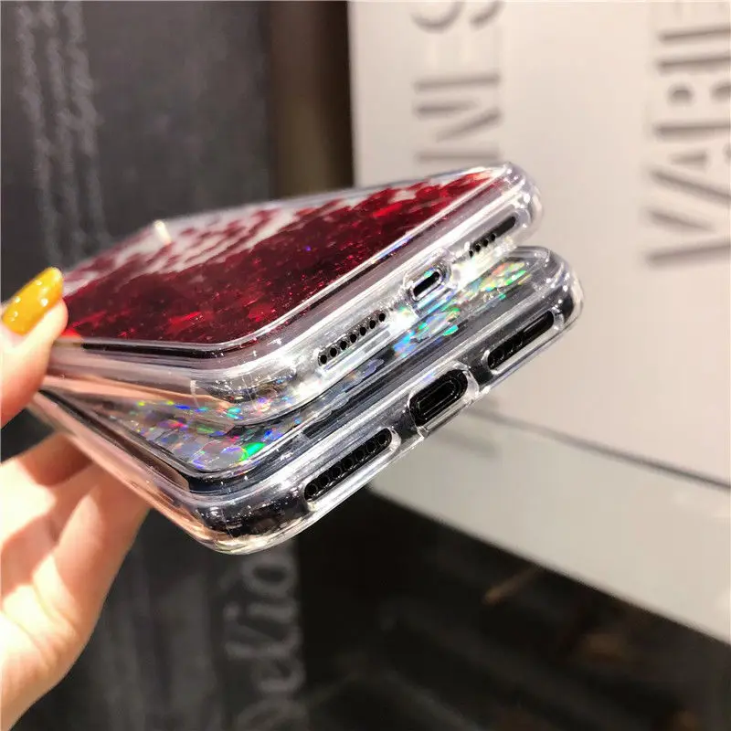 

Dynamic Liquid Mobile Phone Cover Glitter Love Heart Quicksand Sequins Phone Case IPhone 12 11Pro Max XR XS Max X 8 7 6S Plus