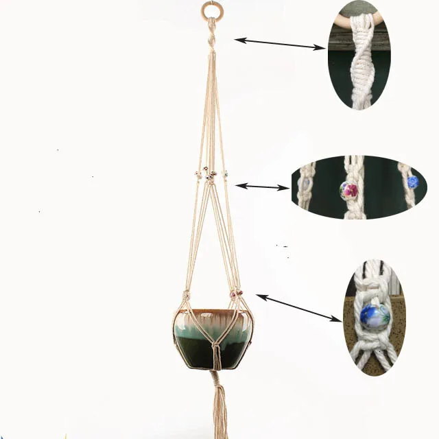 Hot sales handmade macrame plant hanger flower /pot hanger for wall decoration countyard garden