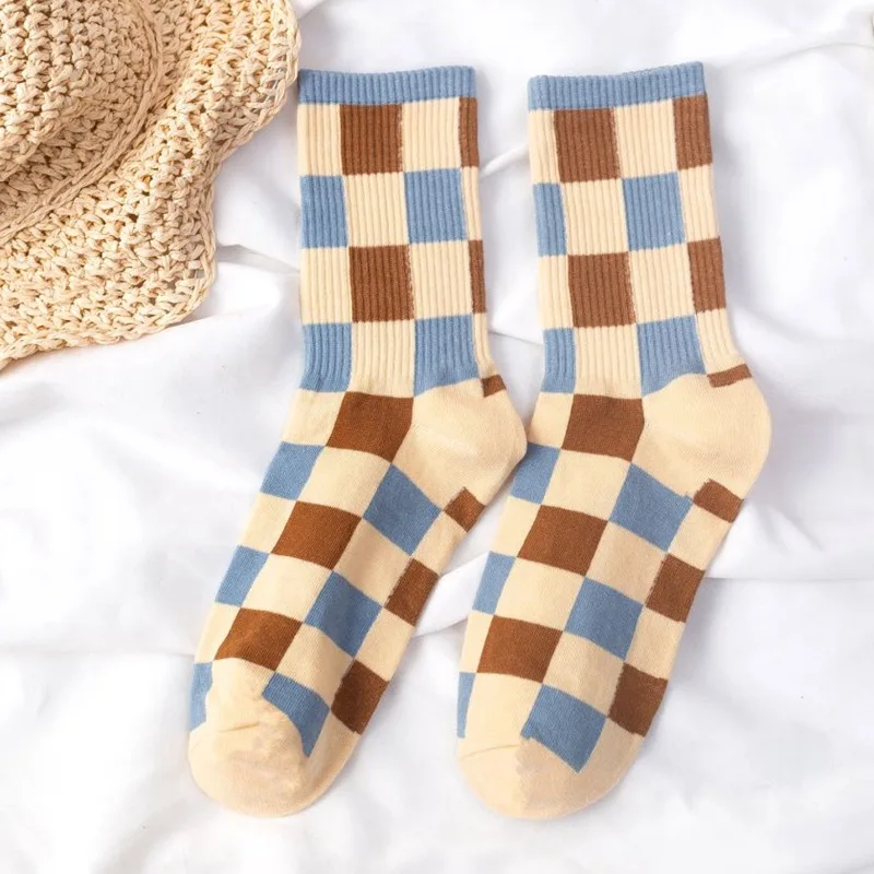 

New autumn and winter socks women's cotton middle tube socks British style stripe ins style trend cotton socks