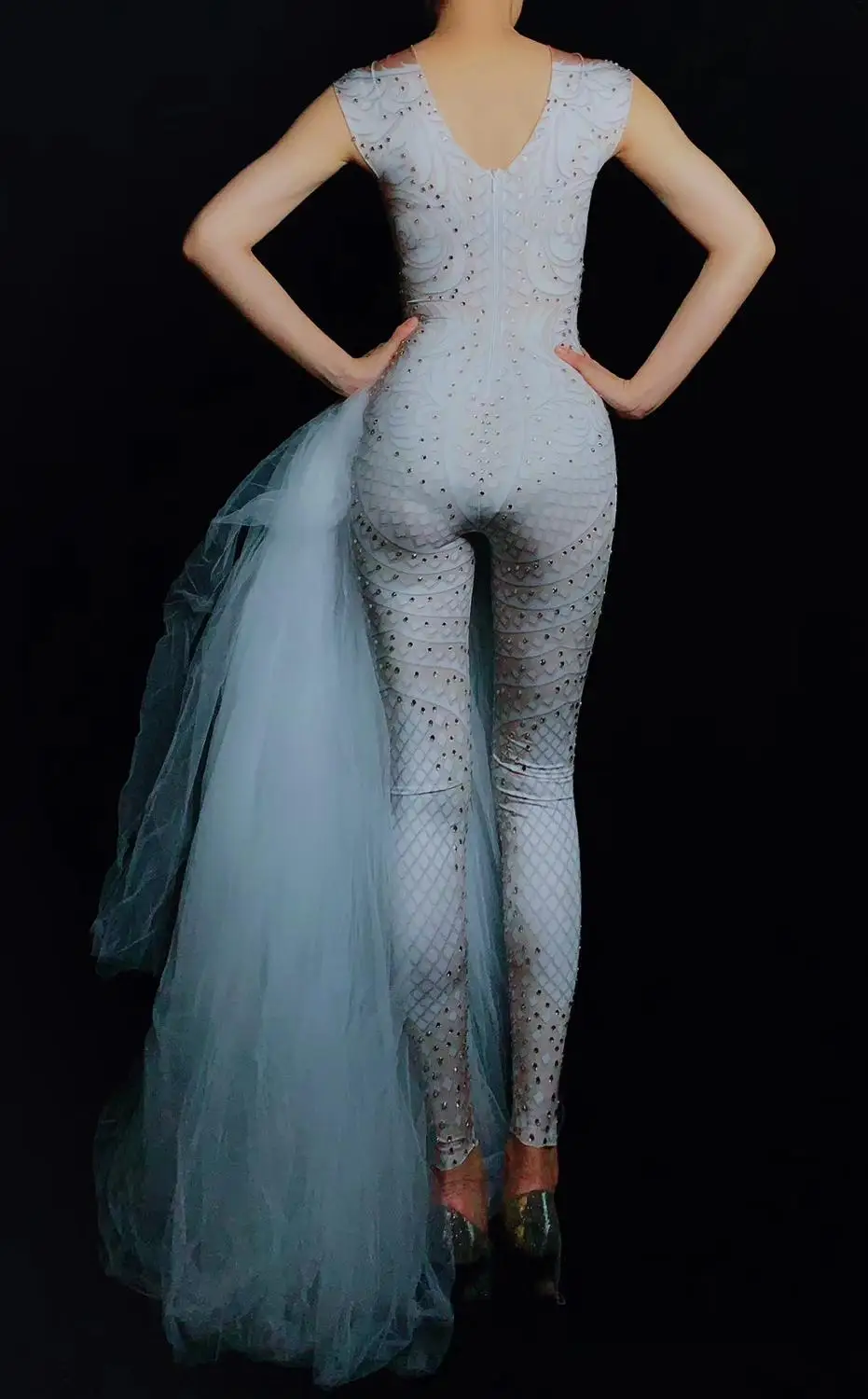 Модные блестящие женские боди в стразах сексуальные Стрейчевые тонкие