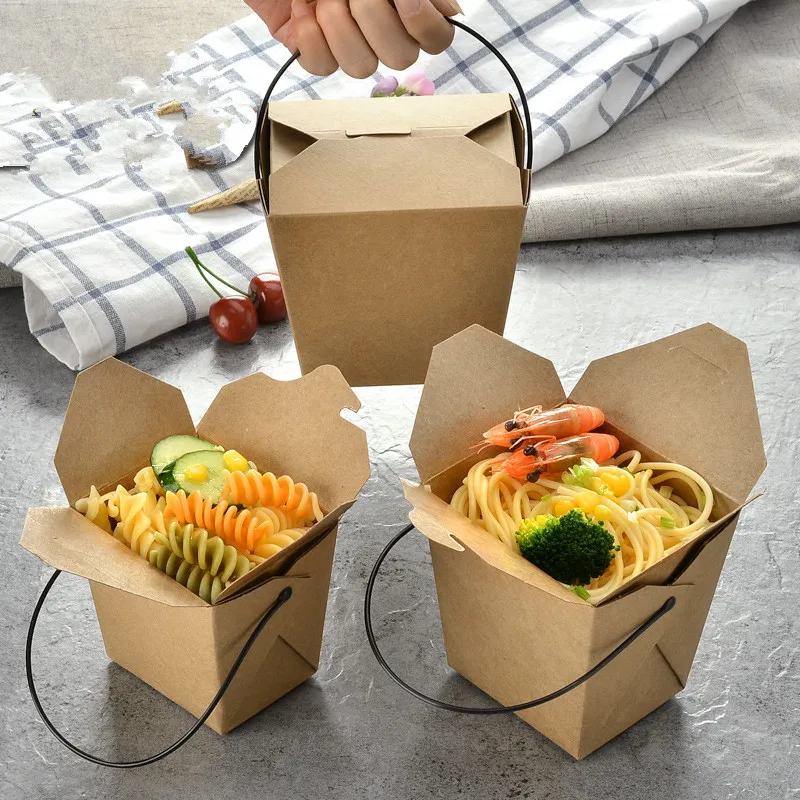 50 шт. картонная коробка из крафт-бумаги для ланча закусок салата фурита