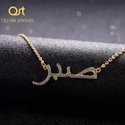 Индивидуальное ожерелье с арабским именем со сверкающим кристаллом, подвеска с арабскими именами на заказ, простой Блестящий женский подарок