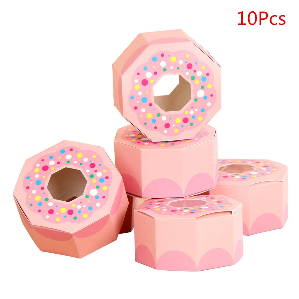 PNK Donut Теплая бумажная Подарочная коробка, упаковка для детского душа, коробка для конфет, свадебные сувениры и подарок для гостей, для мальчиков и девочек, украшения для вечеринки на день рождения - Цвет: PNK Donut
