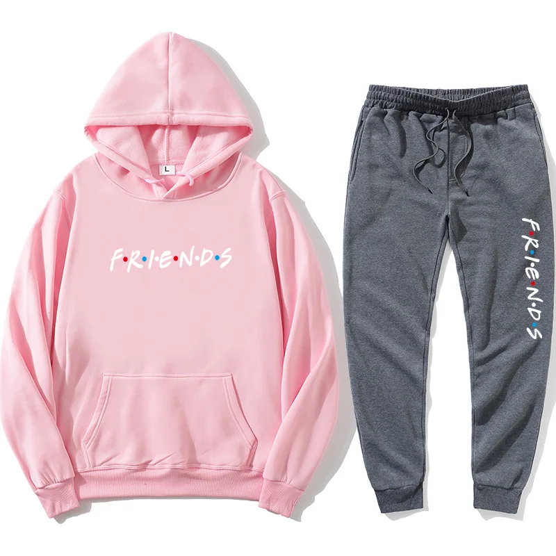 

2020 new popular friends letter print Hoodie + sports pants autumn men's street leisure fashion Hoodie track and field jogging S