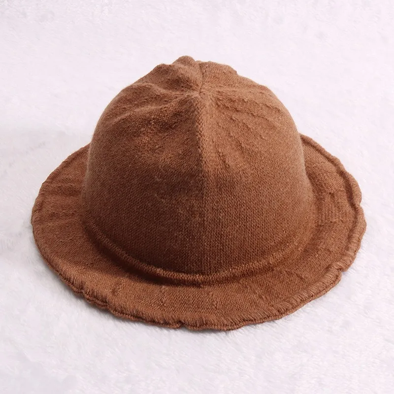 Fashion Baby Solid Pattern Fisherman Hat Warm Autumn Winter Bucket Hat for Newborn Infant Baby Toddler Boys Girls