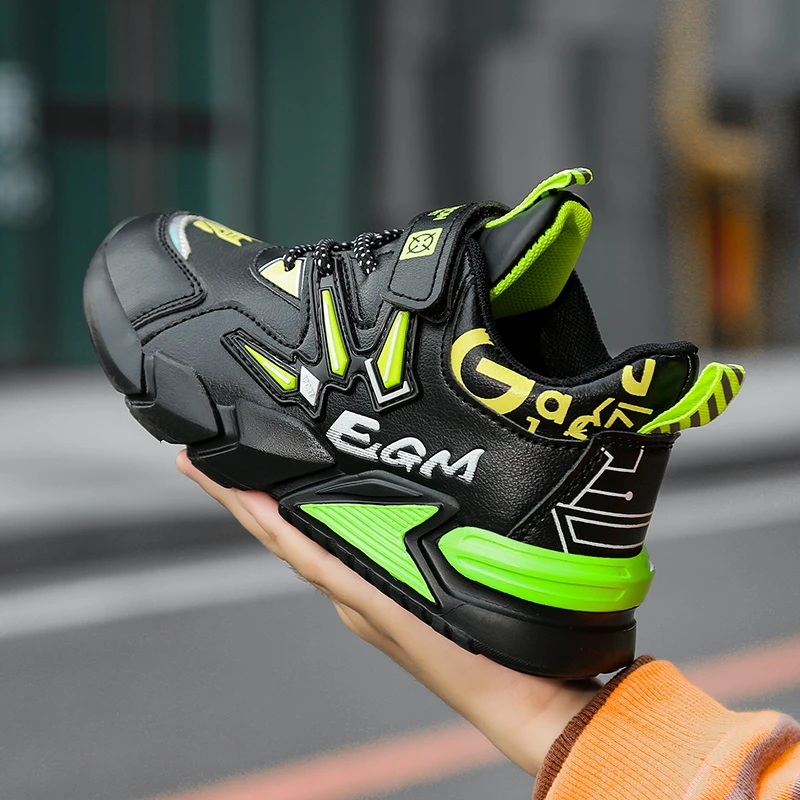 

2021 Autumn Leather Kids Sneakers Breathable Children's Casual Shoes Chunky Tennis Boys Sneakers Waterproof Girls Shoes School
