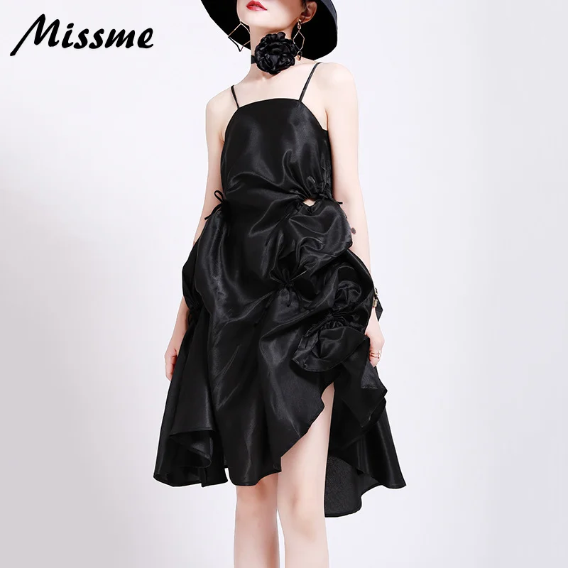 

Плиссированное черное платье, темные готические дизайнерские бандажные вечерние платья с завязками, модная уличная одежда Missme 2021