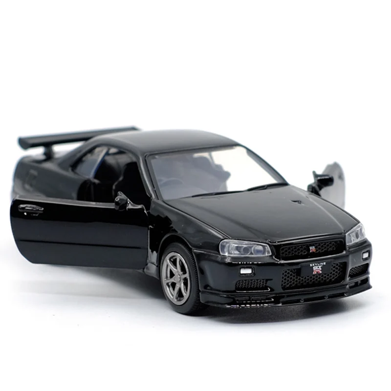 Модель спортивного автомобиля JK 1:36 Skyline GTR R34 литая модель из сплава с откидной