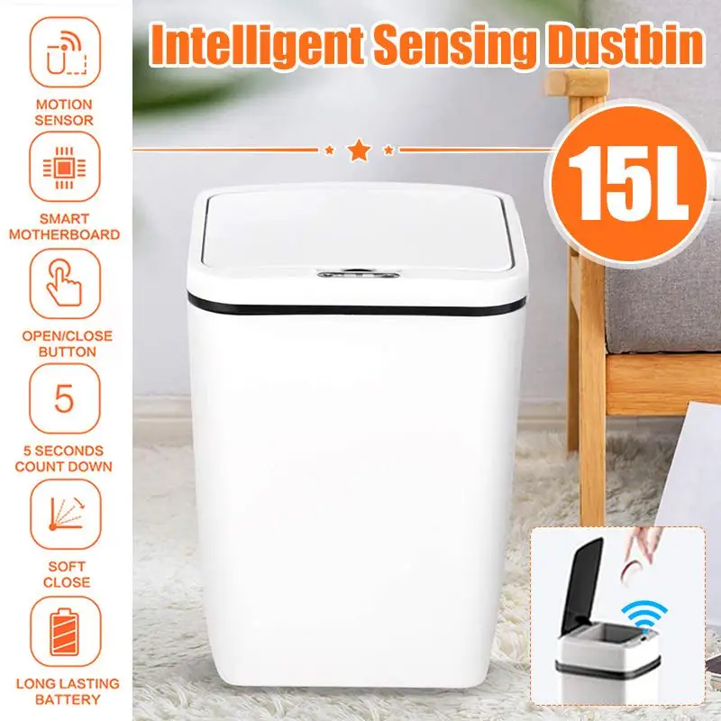 

Intelligent Trash Can Automatic Sensor Dustbin Sensor Electric Waste Bin Home Rubbish Can For Bedroom Kitchen Bathroom Garbage