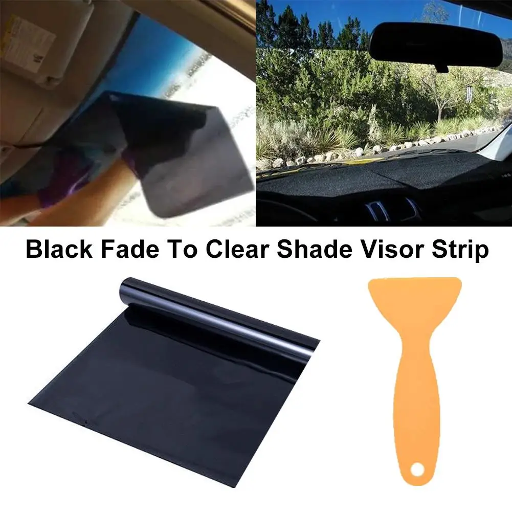 

20cm*150cm Vehicle Front Windscreen Black Transparent Tint Heat Insulation Film Sun Shade Window Foils Solar Protection