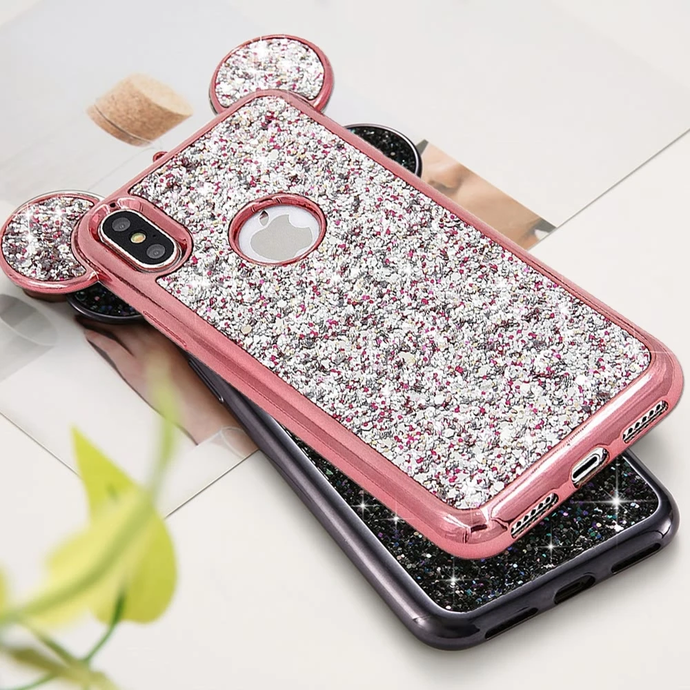 Тонкий чехол для телефона LAPOPNUT блестящий 3D с блестками и бриллиантами IPhone 11 Pro Xs Max