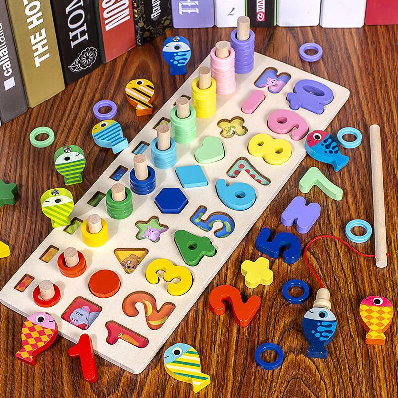 Подсчет в виде геометрических фигур дошкольного возраста Деревянные игрушки