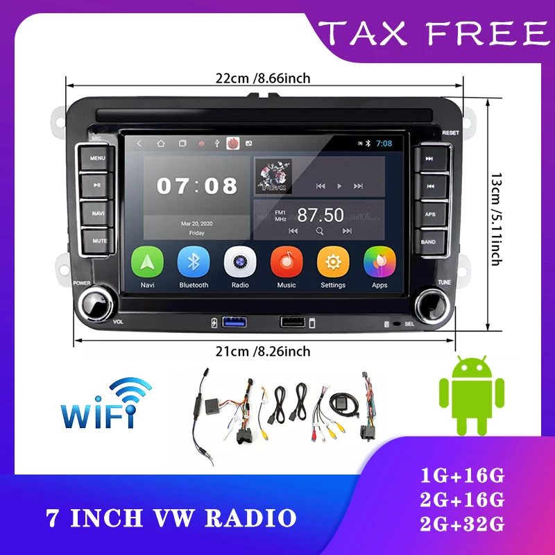 

Автомагнитола 2 DIn для VW/Volkswagen/Golf/Polo/Jetta/Passat/Skoda, мультимедийный плеер с экраном 7 дюймов, радио и GPS-навигацией