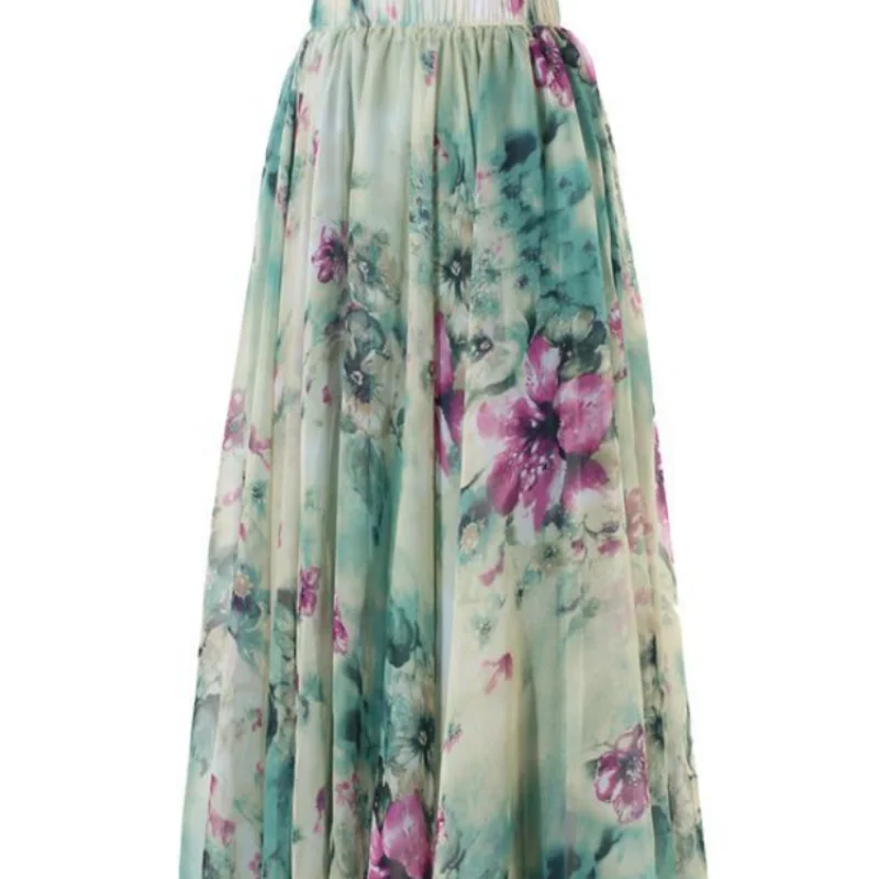 

Bohemian skirt Women's Midi Skirt Floral print skirt Beach Dress party skirt woman Casual Skirt Retro women's skirt