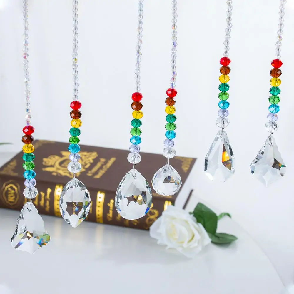 H& D 6 шт. хрустальный шар призмы Suncatcher коллекция радуги чакра Круглый бисер кулон окно висячие орнамент домашний Свадебный декор