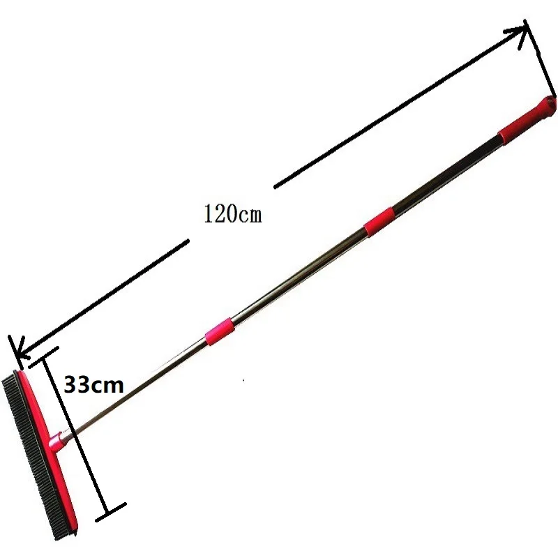 

Rubber Broom Carpet Hair Removal Brush Telescopic Hand-free Wash Pet Plush Mop Scraper Scraper Floor Brush Cleaning Scraper