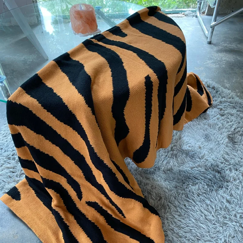 Mantas delicadas de punto con estampado de Tigre, mantas c&aacute;lidas de invierno para sof&aacute;, S&uacute;per suaves y c&oacute;modas, manta ligera de lujo-1
