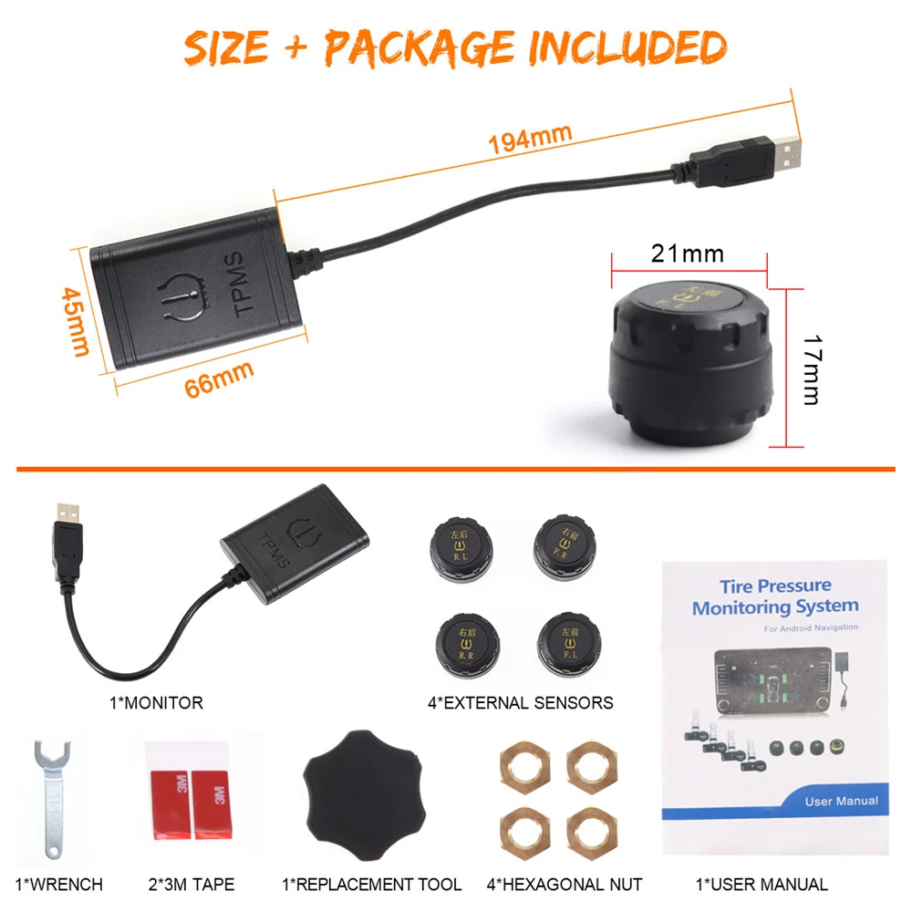 Система контроля давления в шинах ZWNAV встроенная и внешняя система автомобиля 4