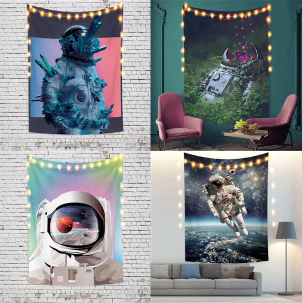

Space Astronaut 3D Printed Tapestries Bohemian Hippie Science Fiction Carpets Wall Home Art Decor Polyester