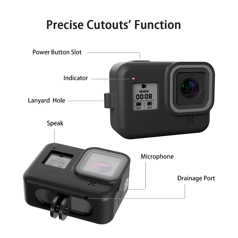 Набор аксессуаров для GoPro Hero 8 чехол переноски шнурок водонепроницаемый корпус