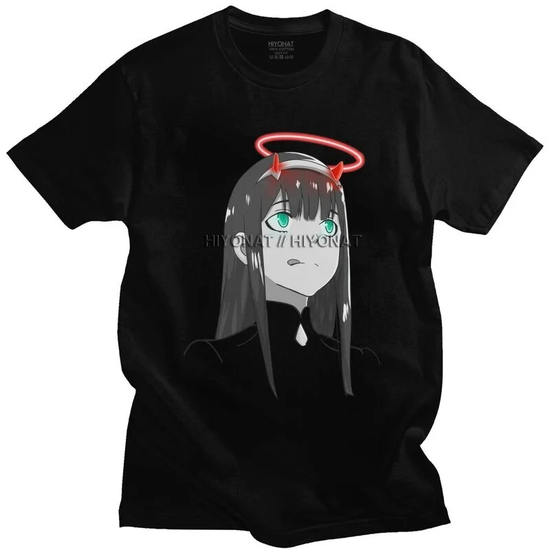 

Darling In The Franxx T Shirt Men Soft Cotton Tshirt Anime Tee Tops Short Sleeves Harajuku Zero Two Manga T-shirt Apparel Gift