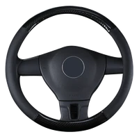 kkysyelva black car sport steering wheel cover leather auto steering covers universal 38cm wheel covers car inter accessories