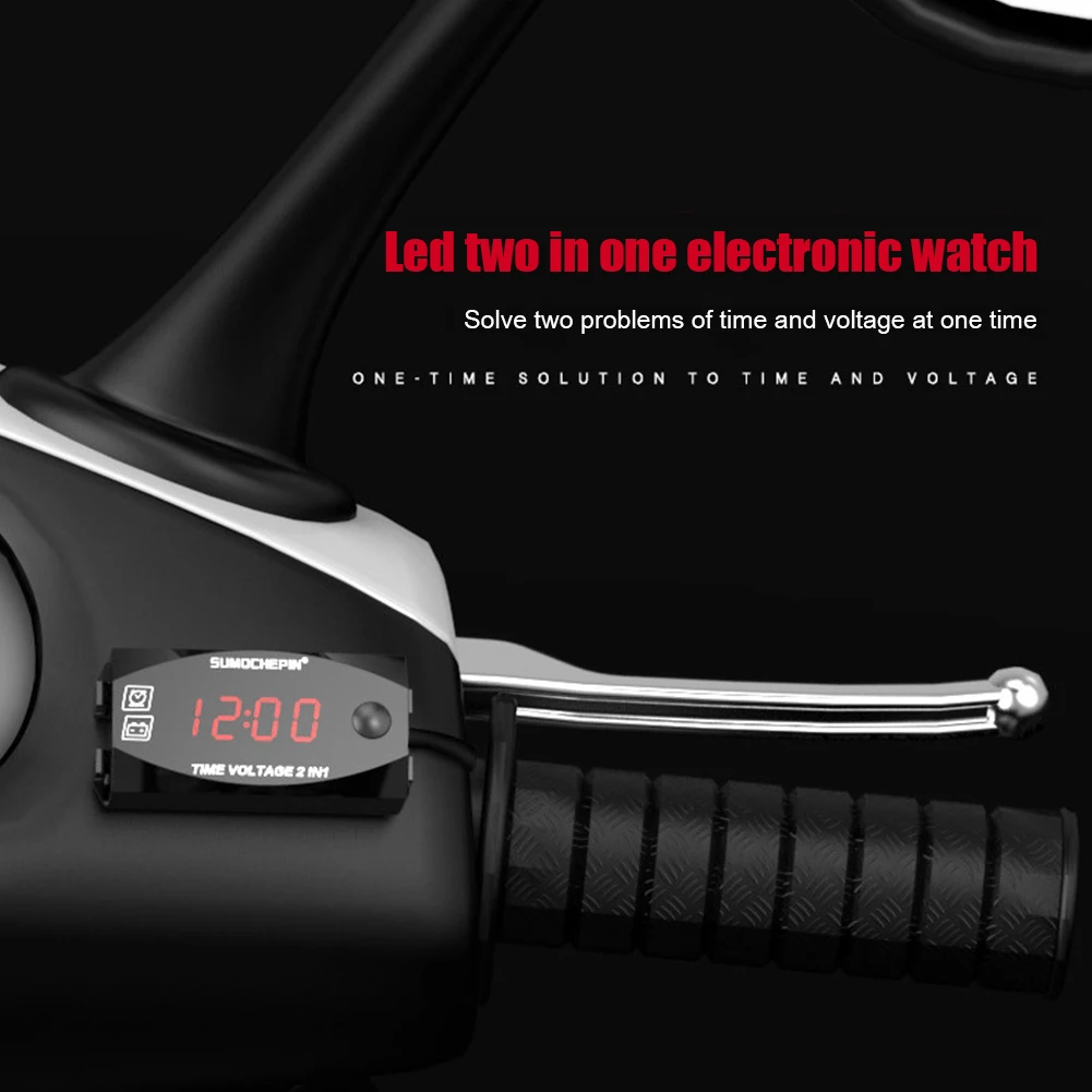 12V 3 in 1 Digital LED Display Meters Voltmeter Clock Thermometer Indicator Gauge Panel Meter For Car Motorcycle | Спорт и