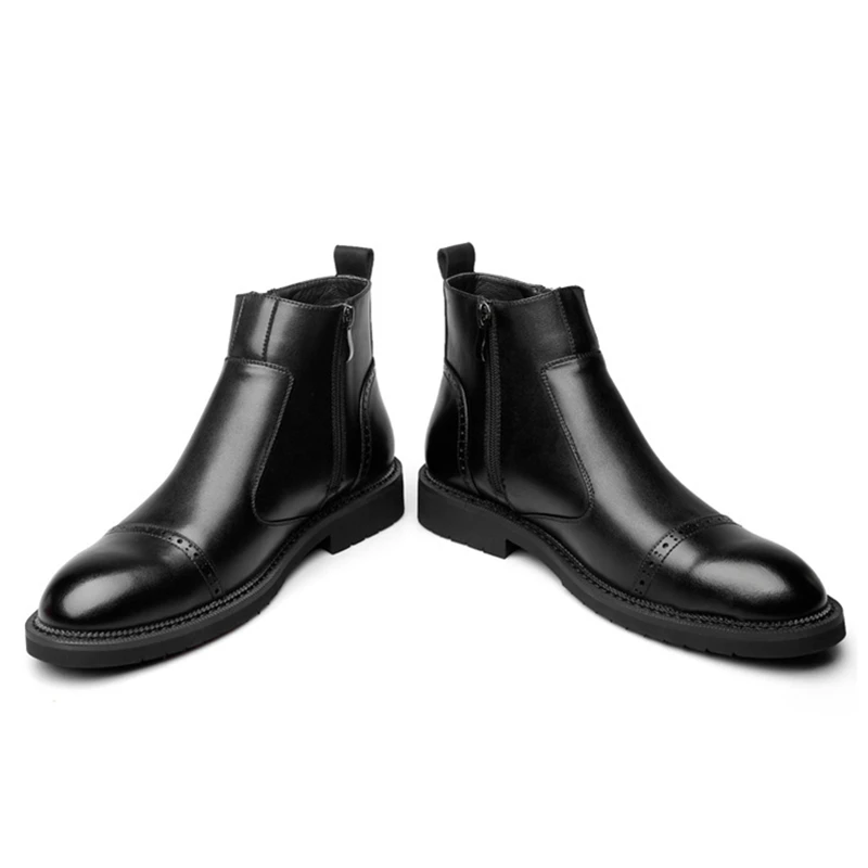 Мужские Ботильоны челси из натуральной кожи черные повседневные ботинки размеры