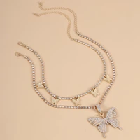 butterfly necklace female double collarbone chain hip hop personality simple temperament web celebrity choker son small women