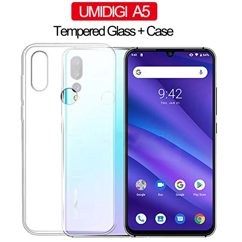 ALLOPUT Мягкий Силиконовый ТПУ стекло+ чехол для UMIDIGI A5 Pro F1 Play Чехол ударопрочный 360 ° полное чехол на юмидиджи а 5 про f 1 плей защитные чехлы стекло+ чехол для UMIDIGI A5 Pro чехол