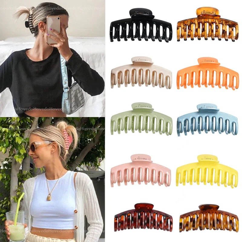 

Hot Sale Solid Color Claw Clip Large Barrette Crab Hair Claws Bath Clip Ponytail Clip For Women Girls Hair Accessories Gift