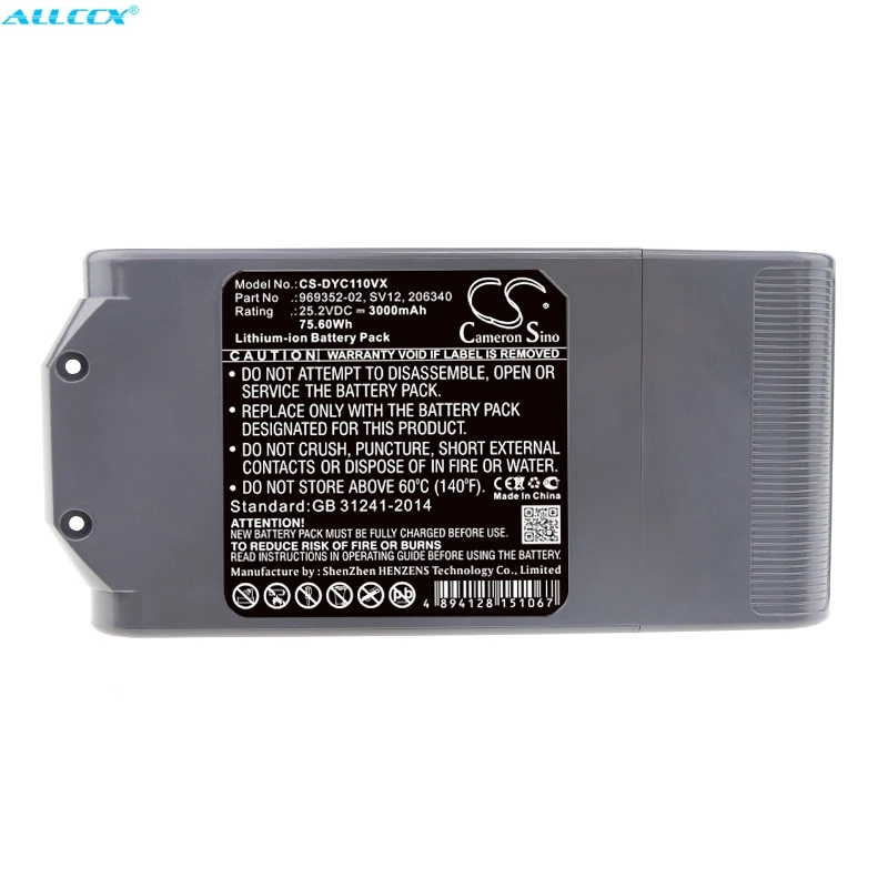 

Cameron Sino 3000mAh Battery 206340,969352-02,SV12 for Dyson Cyclone V10, V10, V10 Absolute, V10 Animal, V10 Cyclone series