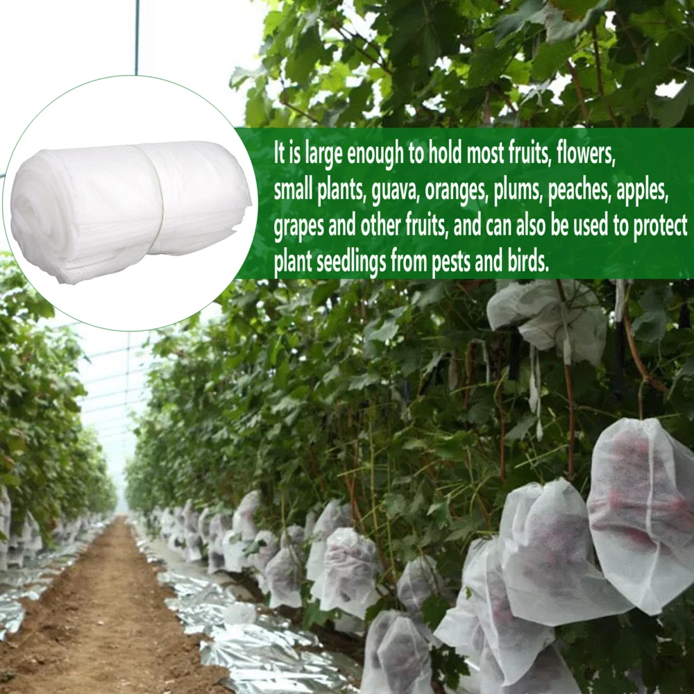 

Plant Protection Bag Insect Mesh Fruit Gardening Net 100pcs PP Non-woven Fabric Vegetable Drawstring White For Insects Pest