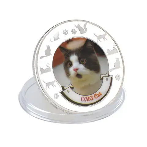 Милая памятная монета в виде животного, милое животное, кошка Сэм с бровями, Гамильтон, хипстерская кошка с покрытием, значок, коллекционные подарки