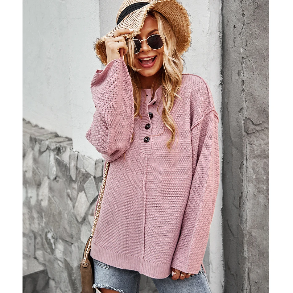 

GXDS Lapel Button Sweater Women 2021 Autumn Lady New Fashion Loose Pullovers V-neck Knitting Casual Top Shirt Minimalist Sweater