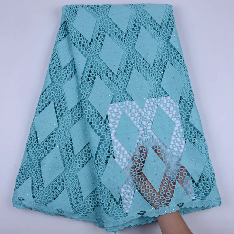 

Latest African Mesh Net Lace Fabric Water Soluble Nigerian Cord Lace Guipure Lace Fabric 2020 High Quality For White Dress Y1708