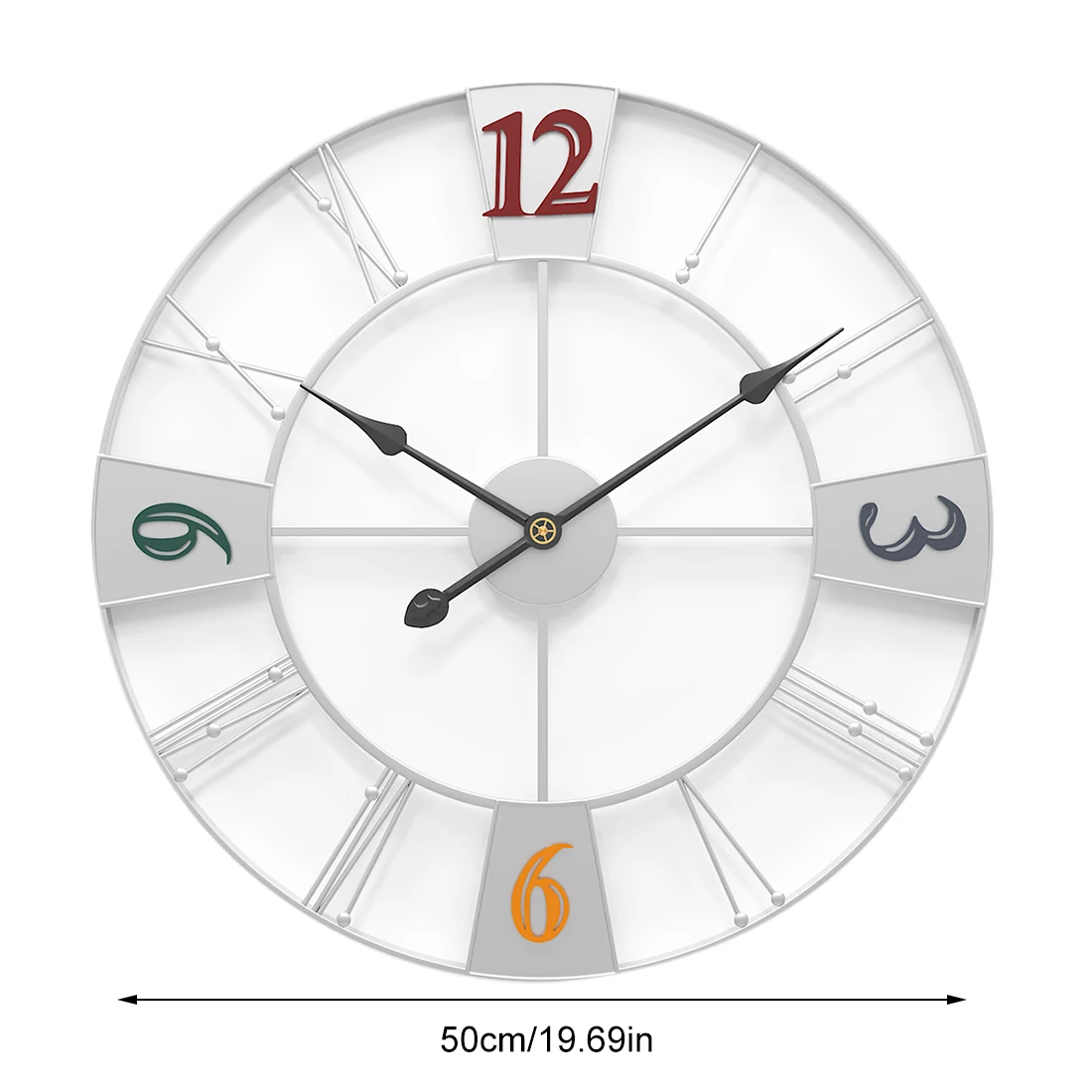 20 дюймов 50 см кованые железные настенные часы современный дизайн полые бесшумные