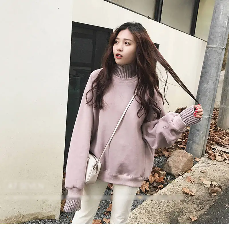 New Pink Girls Cute Spring Sweater Women Fashion Casual Lovely Solid Black Vintage Loose Long Sleeve Pullover Sweaters | Женская одежда