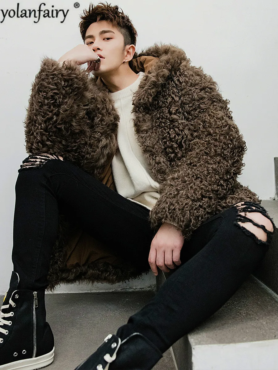 2020 натуральный мех Мужская зимняя искусственная Шуба с капюшоном из натуральной