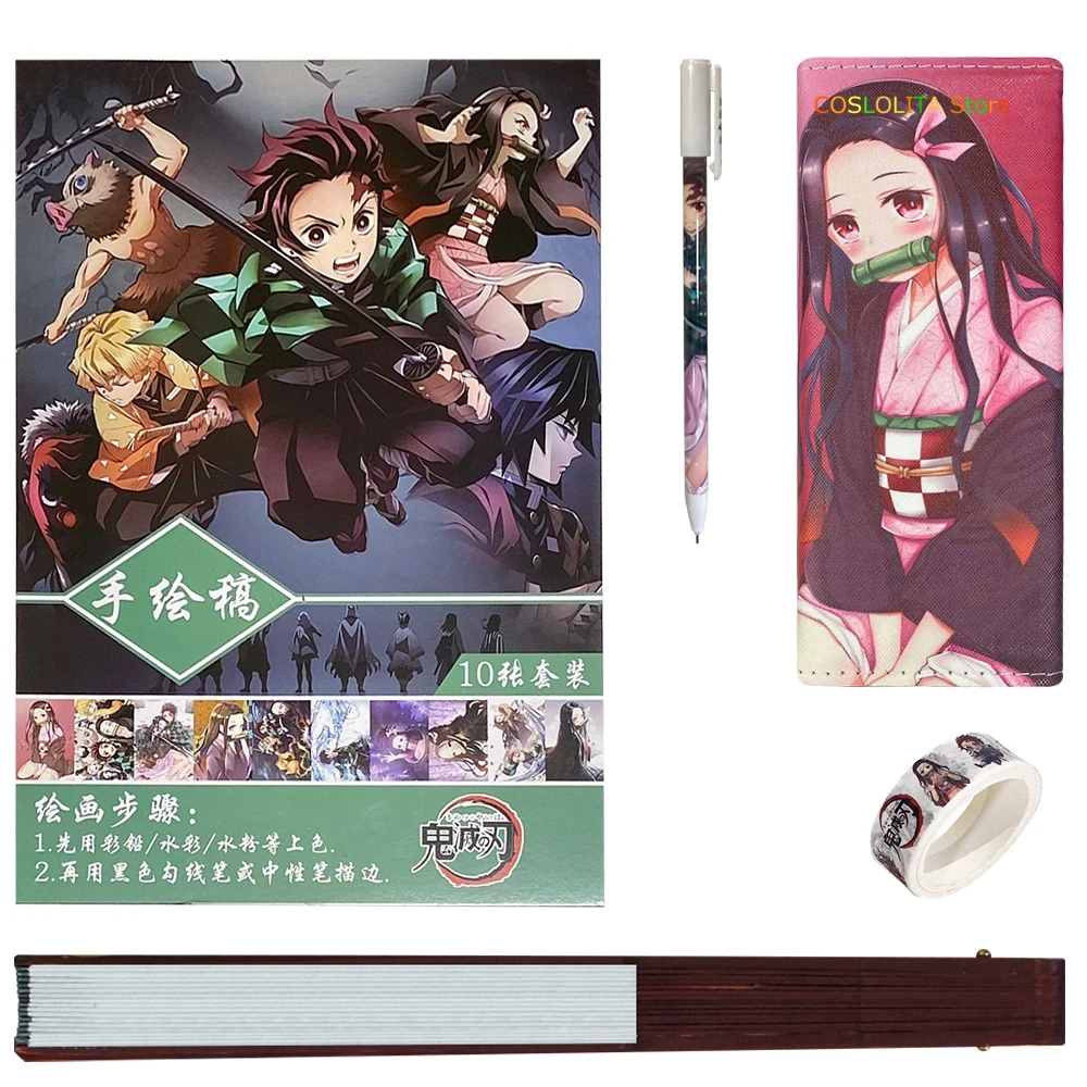 Аниме Arknights Demon Slayer рукопись ручка цветная лента бумажник канцелярские наборы