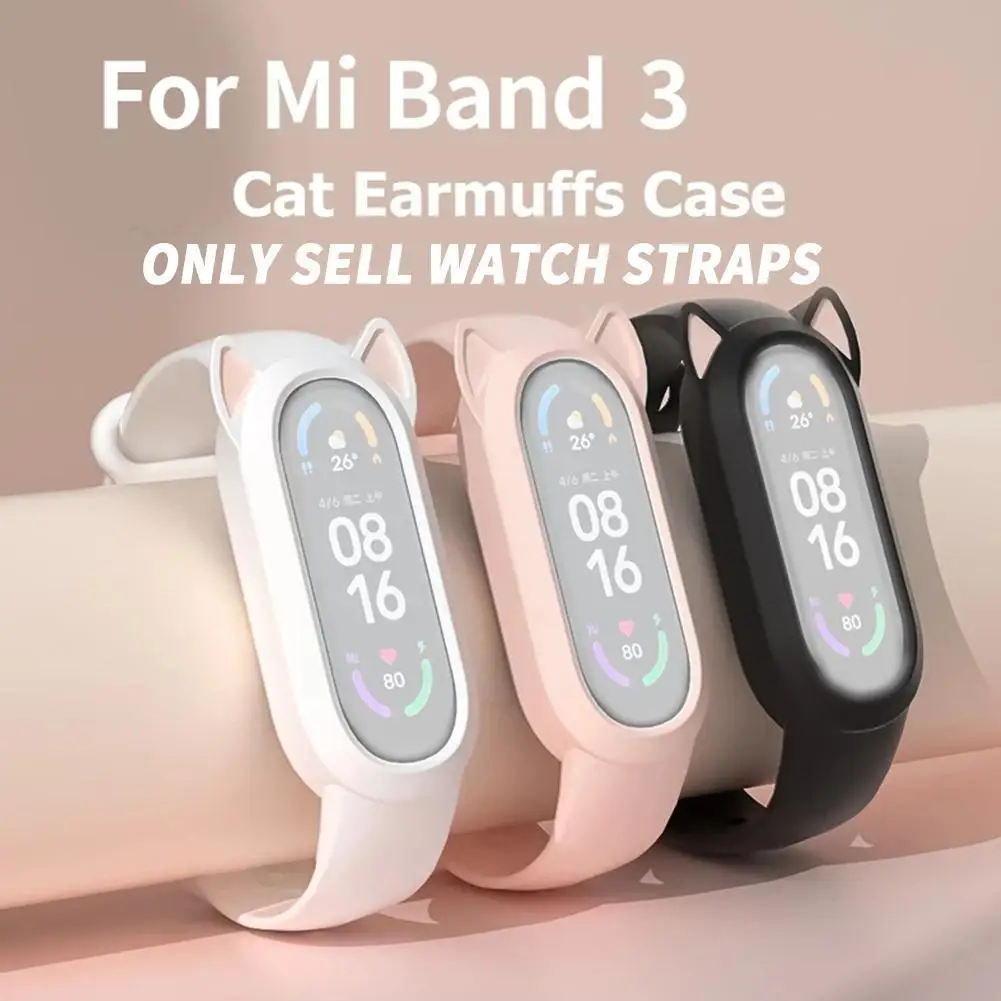 

For Mi Band 6 5 4 3 Earmuffs Silicone Strap For Mi Band 5 4 Cute Ears Bumper Wristband For Mi Band S B0v9