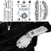 waterproof temporary tattoo stickers english word letter sun tattoo fake tattoos flower arm for men body art transfer sticker