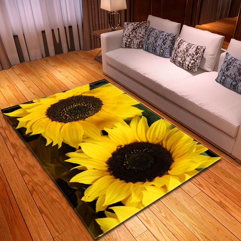

3D Sunflower Pattern Carpets Rug Kids Bedroom Mat Children Play Mat Memory Foam Bedside Area Rugs Flowers Living Room Carpet