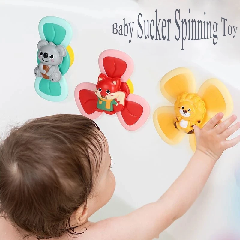 

New 3pcs/set Spinning Top Baby Sucker Top Toy Creative Bath Swimming Water Toys Suction Cup Fun Game Baby DIY Teether Toys