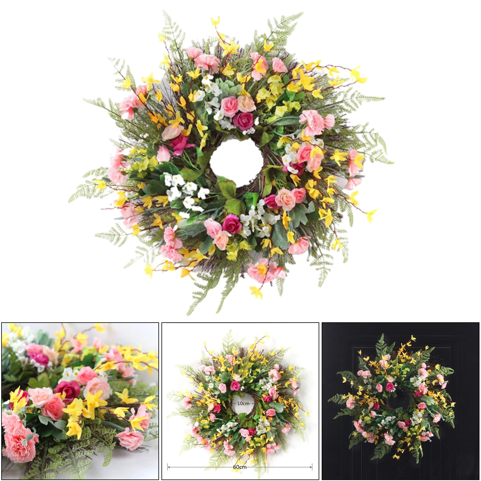 

Artificial Flower Wreath Garland Hanging Ornament Door Wall Spring Decor